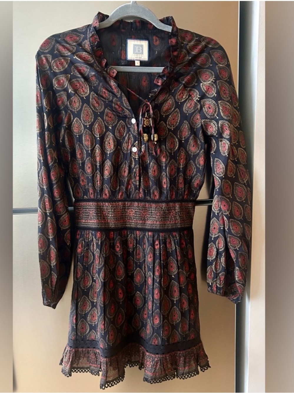 Alicia Bell Silk Cotton Paisley Boho Mini Dress Size S